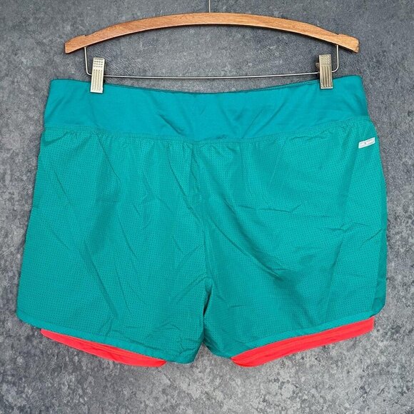 Danskin Green Pink Running Shorts Pull On Lined Undershorts, L - Picture 2 of 3
